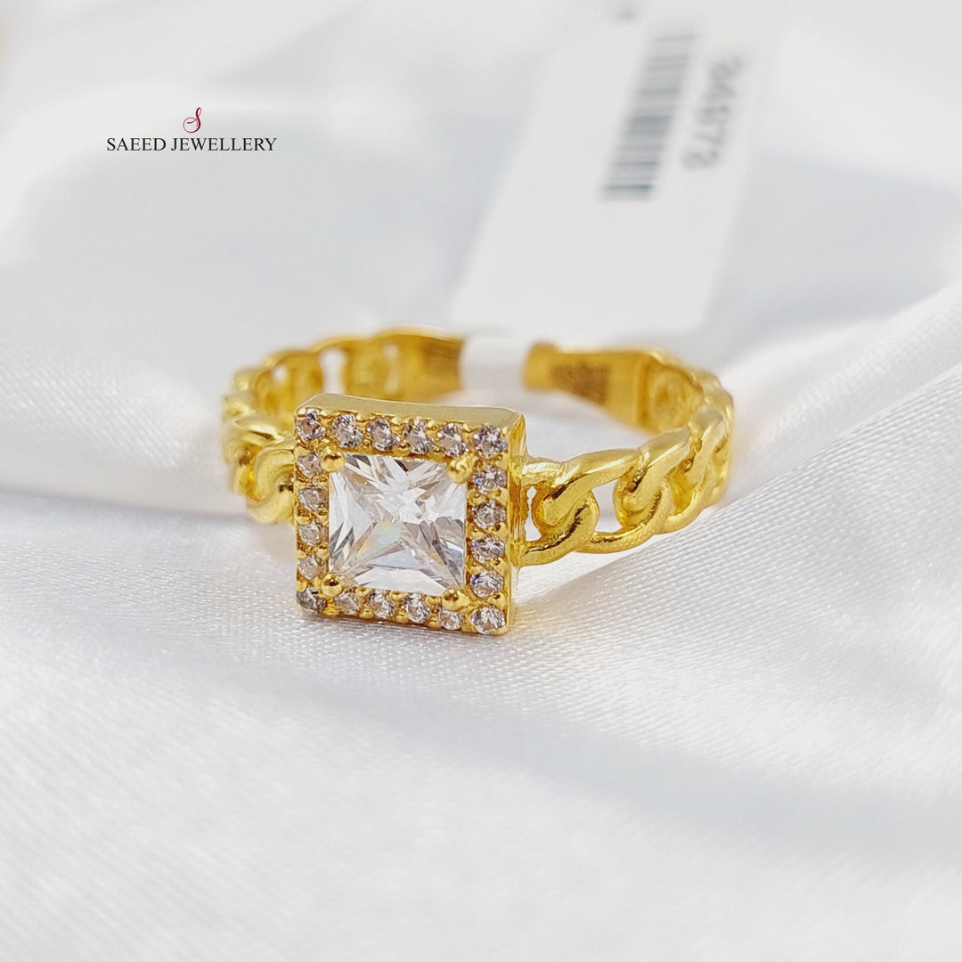 Zircon Studded Deluxe Ring Made of 21K Gold by Saeed Jewelry 