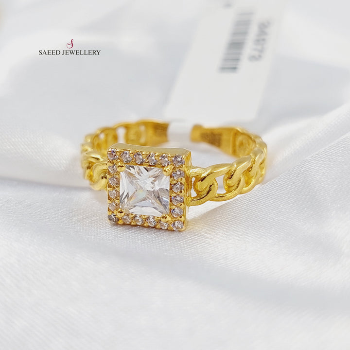 Zircon Studded Deluxe Ring Made of 21K Gold by Saeed Jewelry 