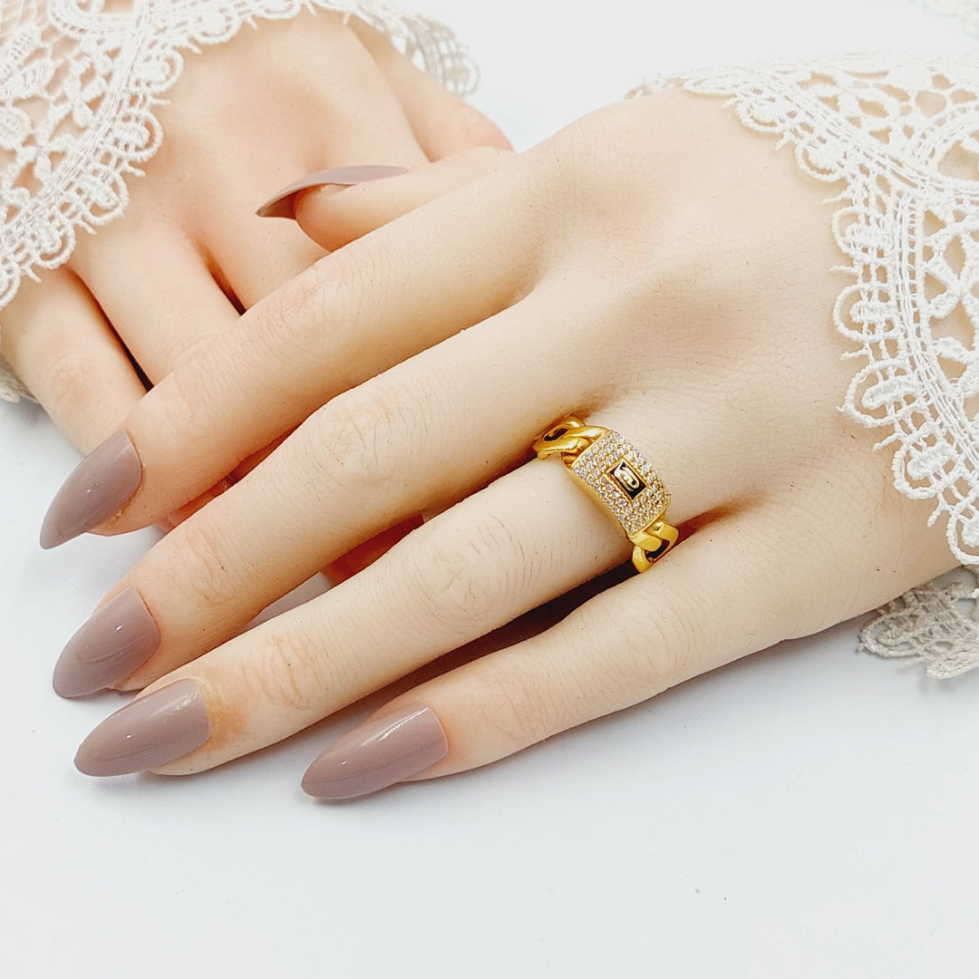 21K خاتم جنزير مرصع-مجوهرات الشيخ سعيد-Saeed Jewelry 