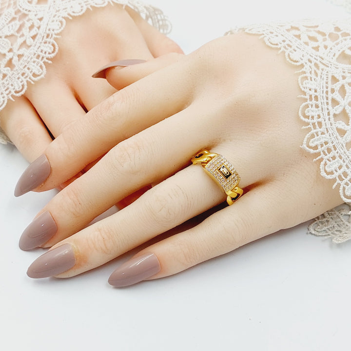 21K خاتم جنزير مرصع-مجوهرات الشيخ سعيد-Saeed Jewelry 