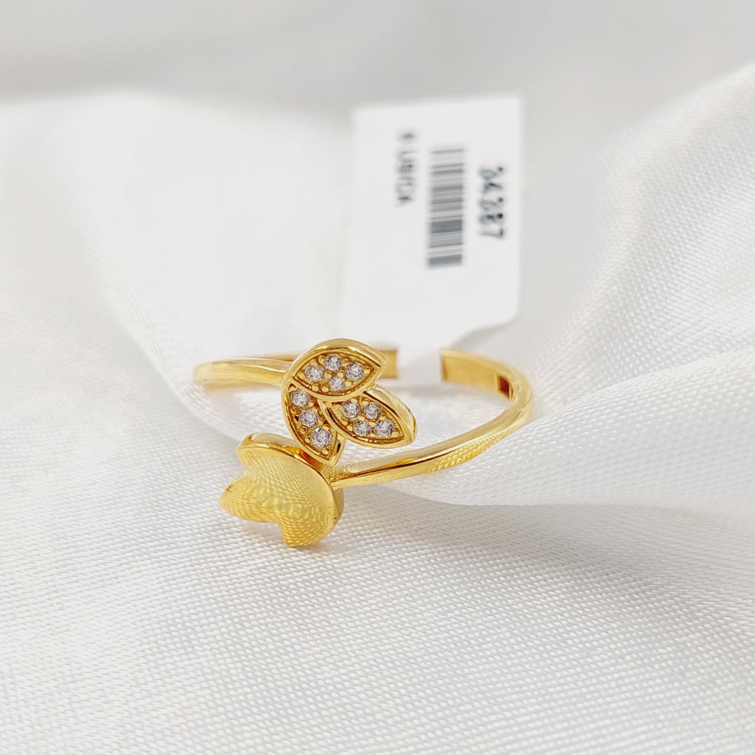 21K خاتم ورق الشجر مرصع-مجوهرات الشيخ سعيد-Saeed Jewelry 