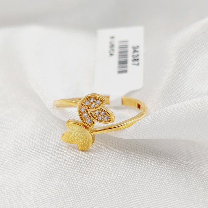 21K خاتم ورق الشجر مرصع-مجوهرات الشيخ سعيد-Saeed Jewelry 