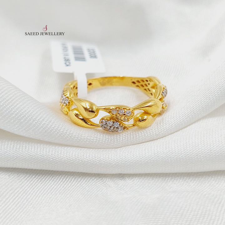 21K Gold Zircon Studded Tears Ring by Saeed Jewelry - Image 1