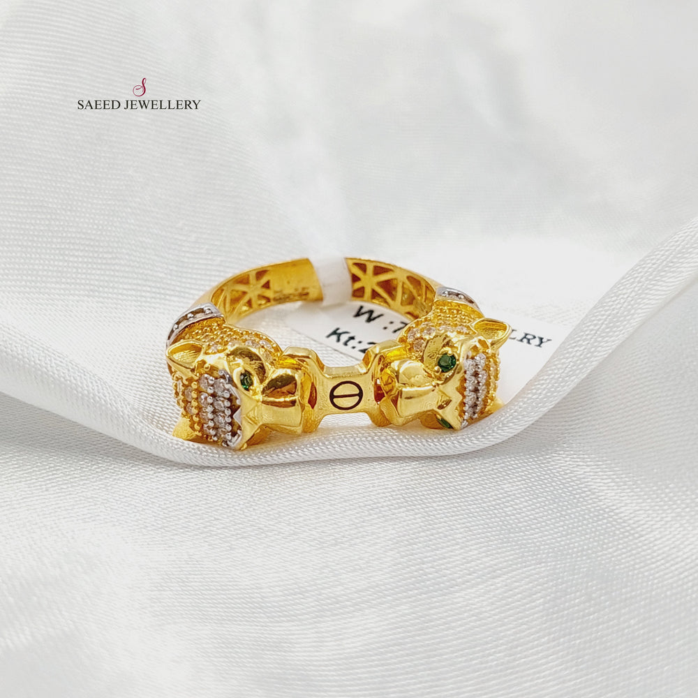 Zircon Studded Tiger Ring Made of 21K Gold by Saeed Jewelry 