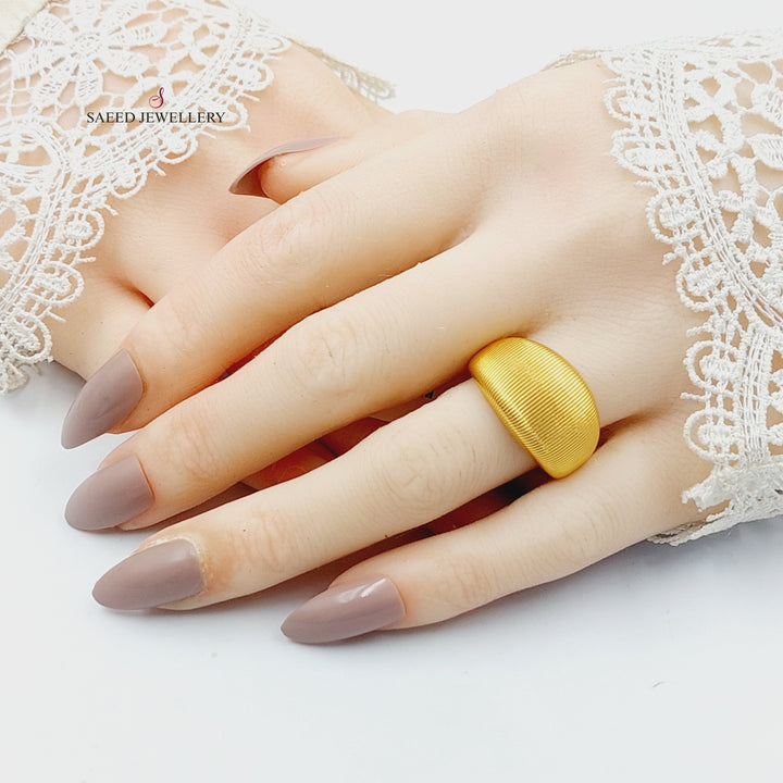 Zircon Studded Engraved Ring Made of 21K Gold by Saeed Jewelry 