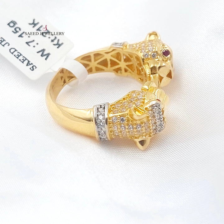 Zircon Studded Tiger Ring Made of 21K Gold by Saeed Jewelry 