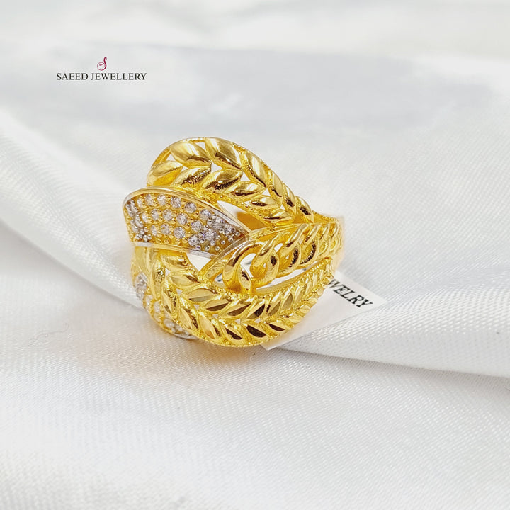 Zircon Studded Deluxe Ring Made of 21K Gold by Saeed Jewelry 