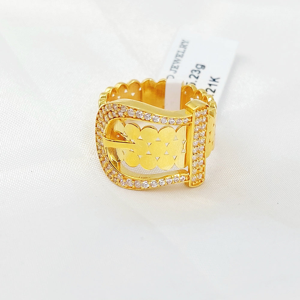 Zircon Studded Belt Ring Made of 21K Gold by Saeed Jewelry 