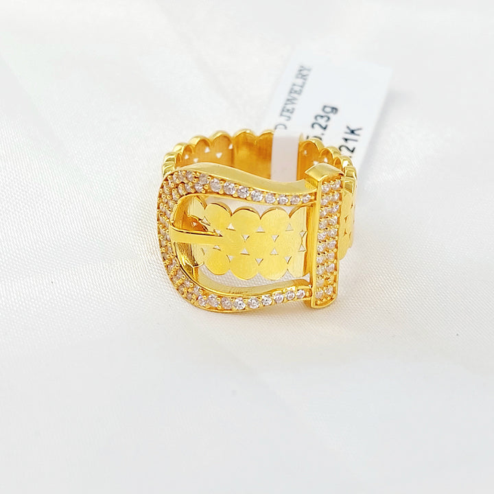 Zircon Studded Belt Ring Made of 21K Gold by Saeed Jewelry 