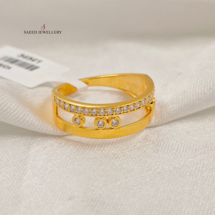 Zircon Studded Deluxe Ring Made of 21K Gold by Saeed Jewelry 