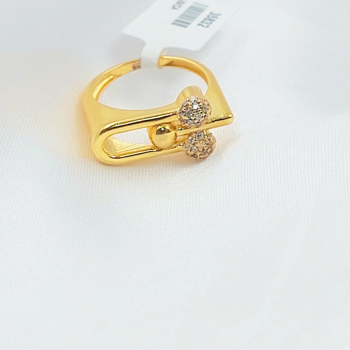 Zircon Studded Paperclip Ring Made of 21K Gold by Saeed Jewelry 