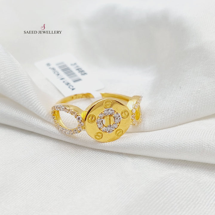 21K Gold Zircon Studded Figaro Ring by Saeed Jewelry - Image 3