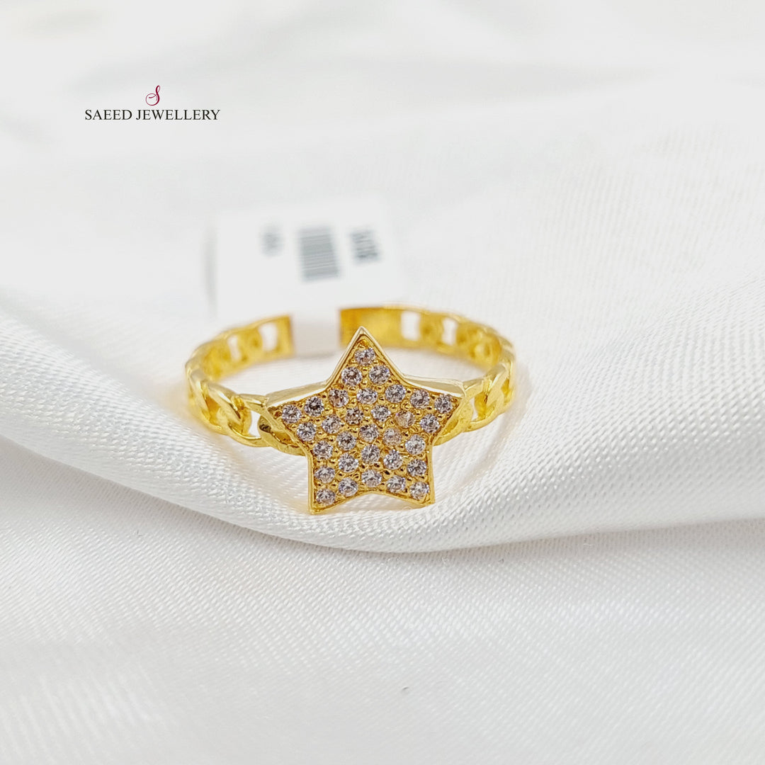 Zircon Studded Star Ring Made of 21K Gold by Saeed Jewelry 
