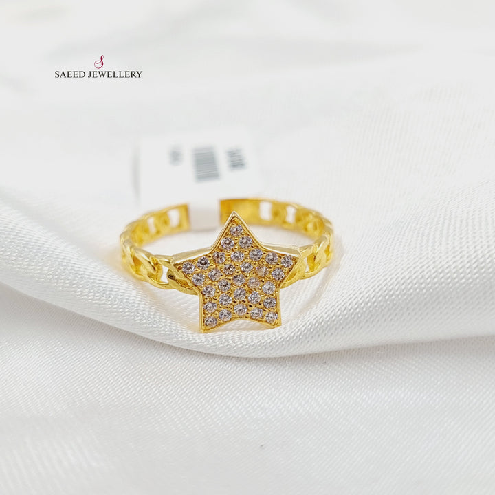 Zircon Studded Star Ring Made of 21K Gold by Saeed Jewelry 