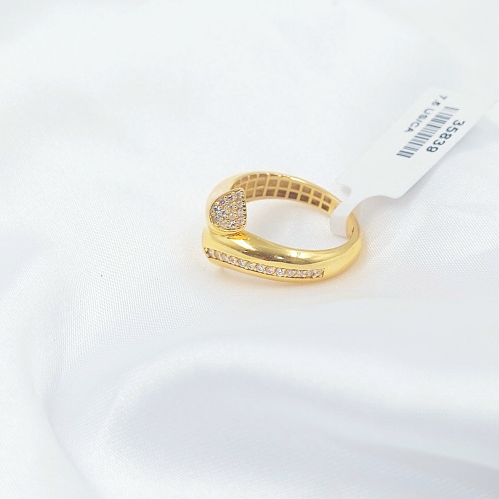 Zircon Studded Deluxe Ring Made of 21K Gold by Saeed Jewelry 