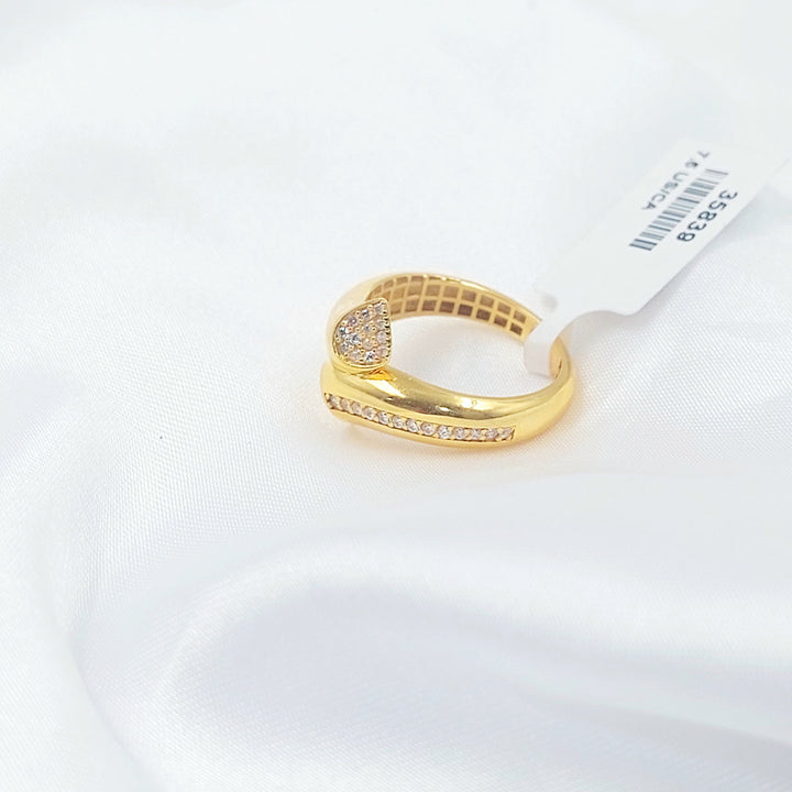 Zircon Studded Deluxe Ring Made of 21K Gold by Saeed Jewelry 