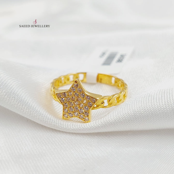 Zircon Studded Star Ring Made of 21K Gold by Saeed Jewelry 