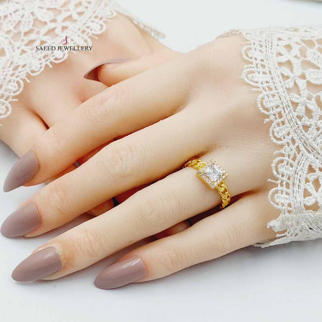 Zircon Studded Deluxe Ring Made of 21K Gold by Saeed Jewelry 