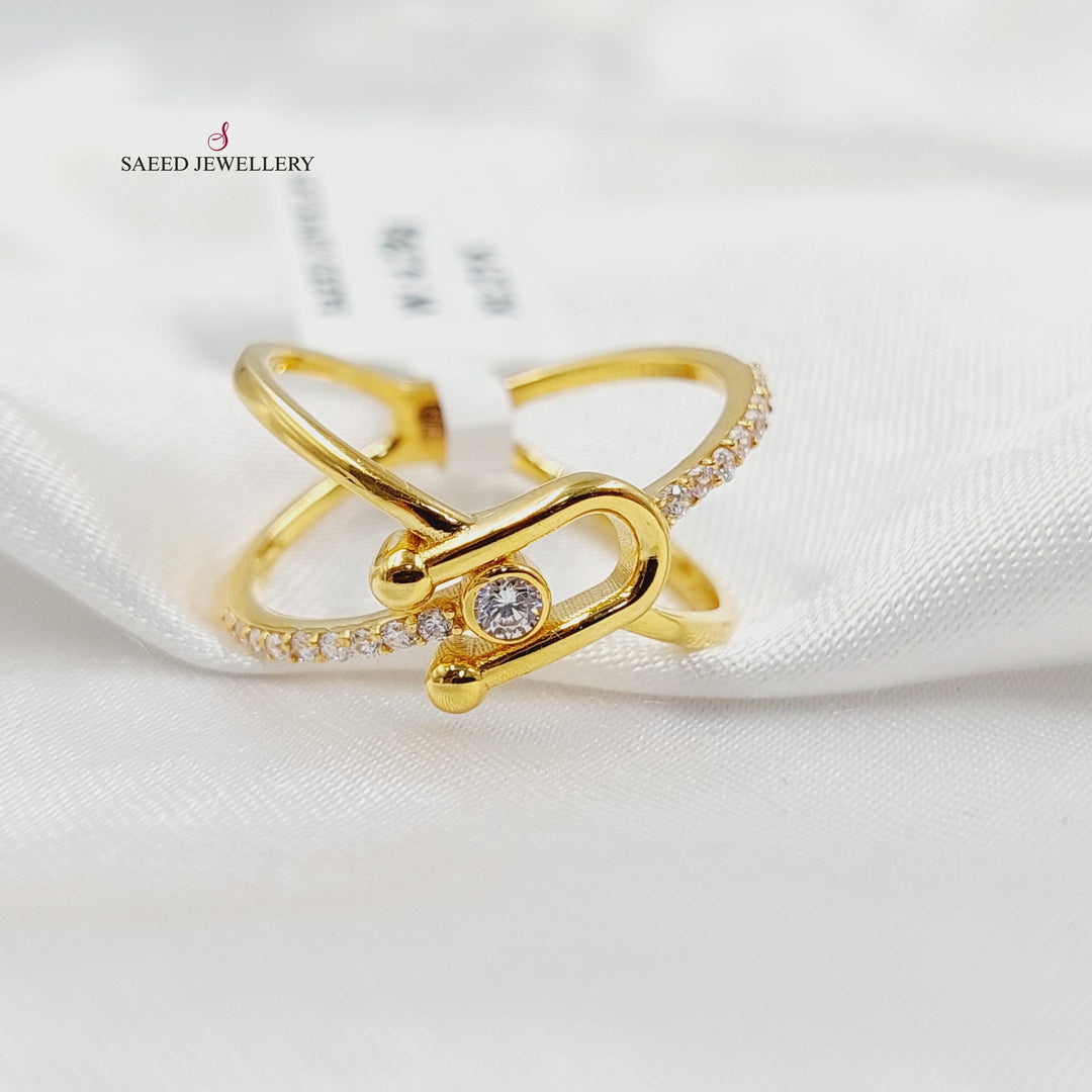 21K خاتم اكس مرصع-مجوهرات الشيخ سعيد-Saeed Jewelry 