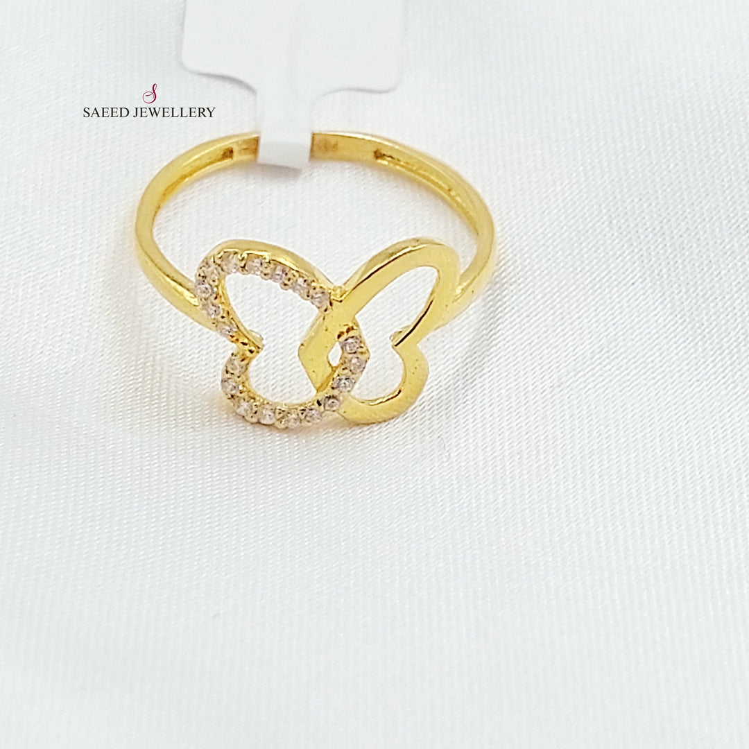 Zircon Studded Rose Ring Made of 21K Gold by Saeed Jewelry 