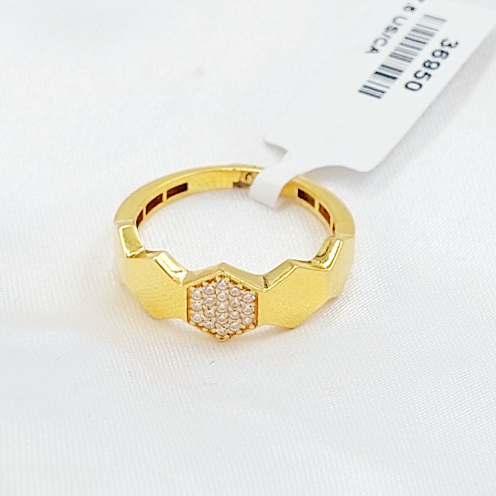 Zircon Studded Deluxe Ring Made of 21K Gold by Saeed Jewelry 