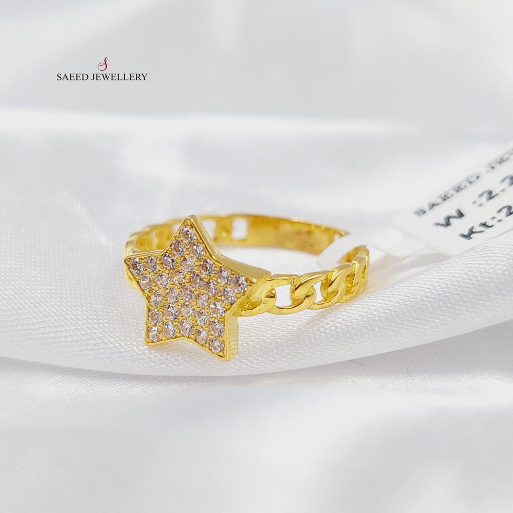 Zircon Studded Star Ring Made of 21K Gold by Saeed Jewelry 