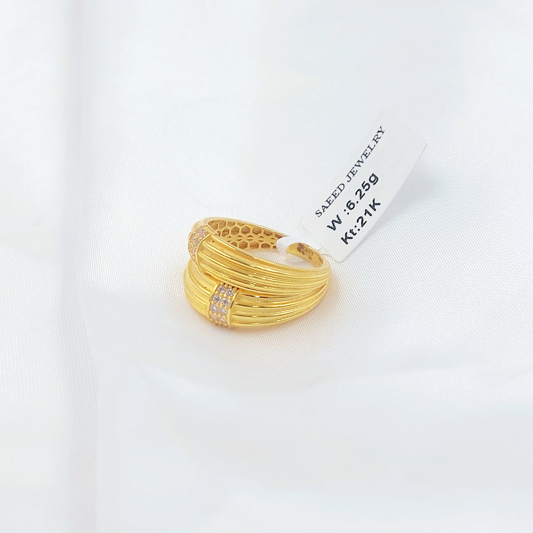 Zircon Studded Waves Ring Made of 21K Gold by Saeed Jewelry 