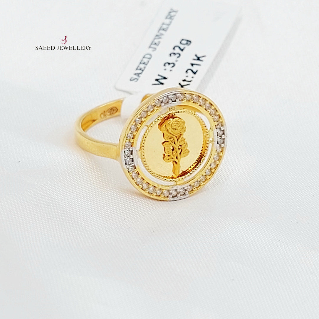 21K خاتم اونصه مرصع-مجوهرات الشيخ سعيد-Saeed Jewelry 