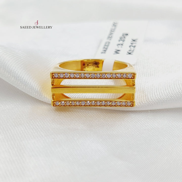 Zircon Studded Turkish Ring Made of 21K Gold by Saeed Jewelry 