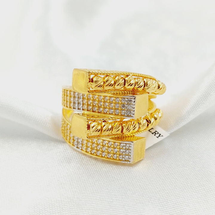 21K خاتم هرم مرصع-مجوهرات الشيخ سعيد-Saeed Jewelry 