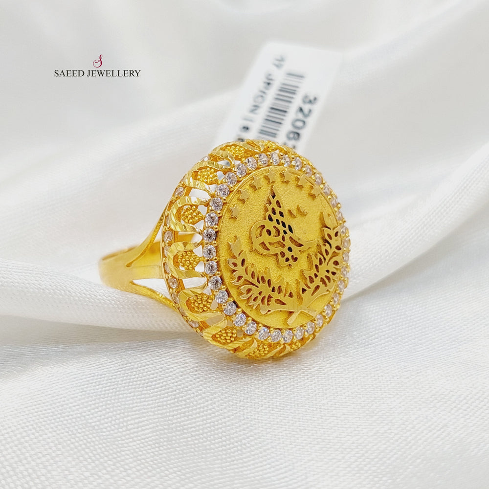 21K Gold Zircon Studded Rashadi Ring by Saeed Jewelry - Image 2