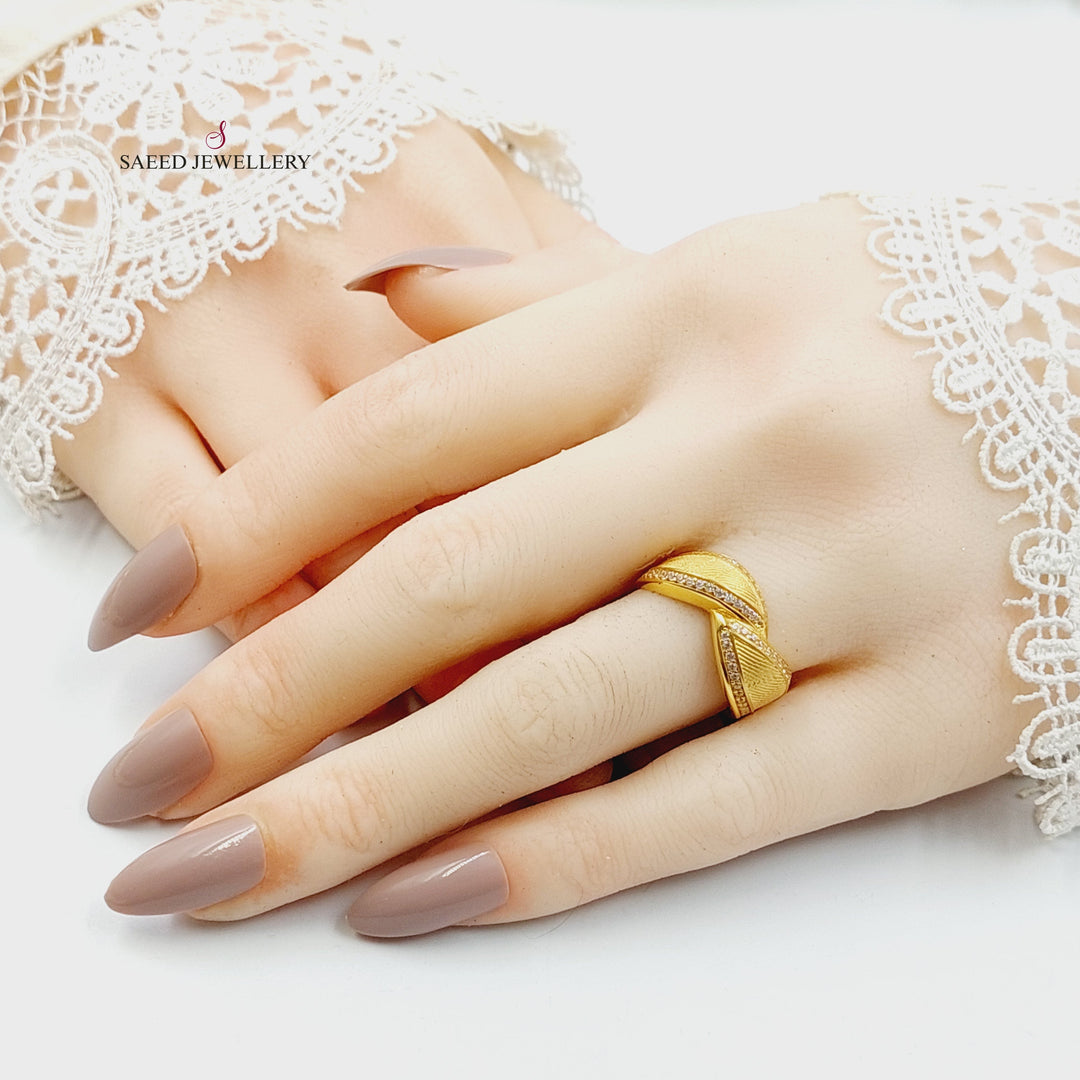 21K خاتم اجنحة مرصع-مجوهرات الشيخ سعيد-Saeed Jewelry 