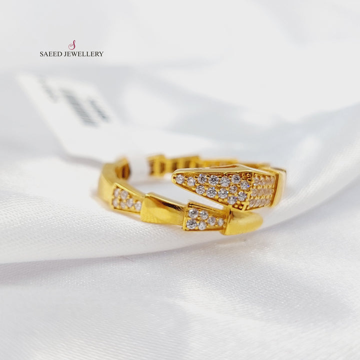 Zircon Studded Snake Ring Made of 21K Gold by Saeed Jewelry 