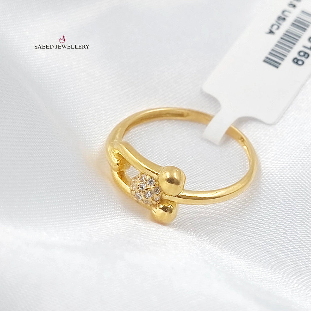 Zircon Studded Paperclip Ring Made of 21K Gold by Saeed Jewelry 