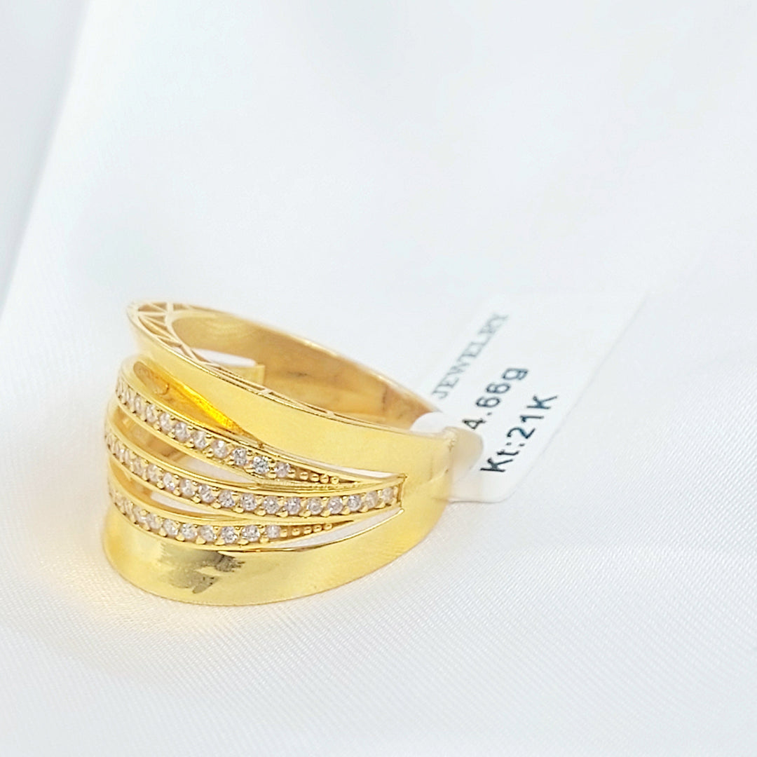 Zircon Studded Waves Ring Made of 21K Gold by Saeed Jewelry 