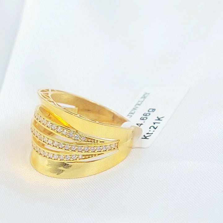 Zircon Studded Waves Ring Made of 21K Gold by Saeed Jewelry 