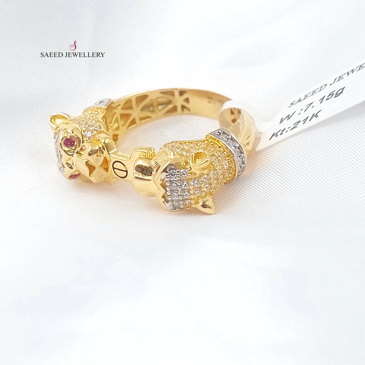 Zircon Studded Tiger Ring Made of 21K Gold by Saeed Jewelry 