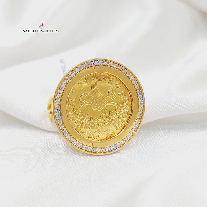 21K Gold Zircon Studded Rashadi Ring by Saeed Jewelry - Image 3