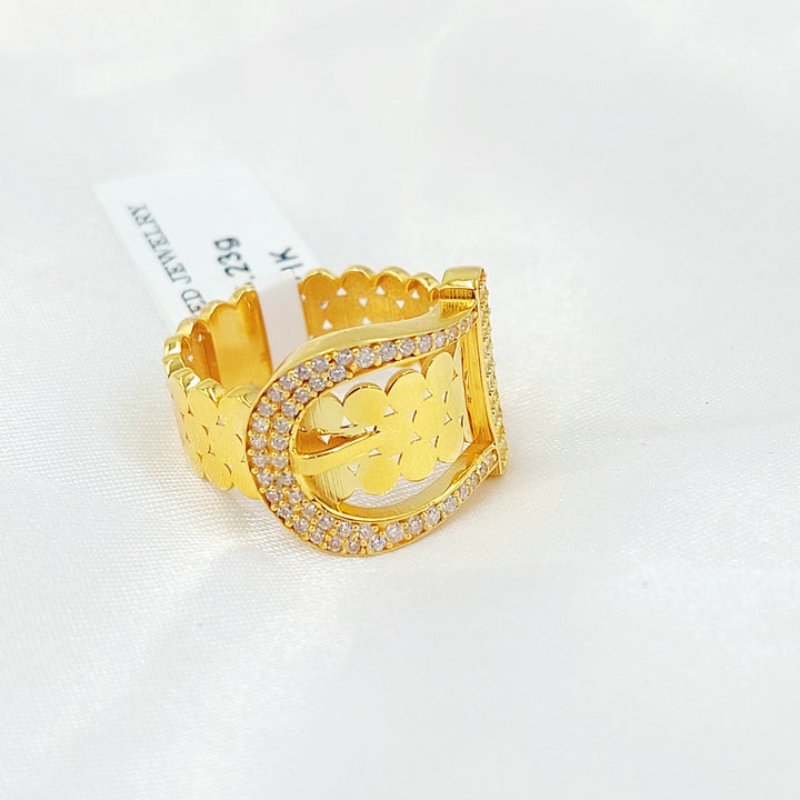 Zircon Studded Belt Ring Made of 21K Gold by Saeed Jewelry 