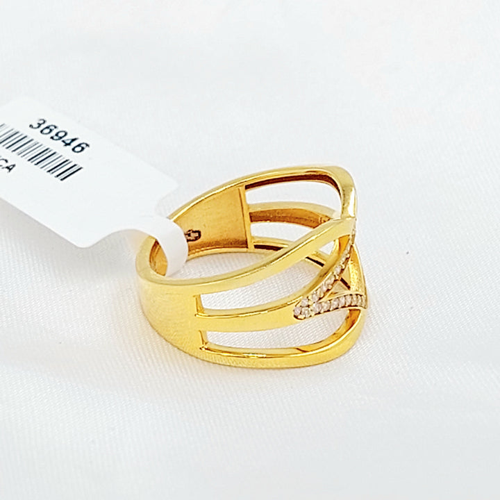 Zircon Studded Tears Ring Made of 21K Gold by Saeed Jewelry 