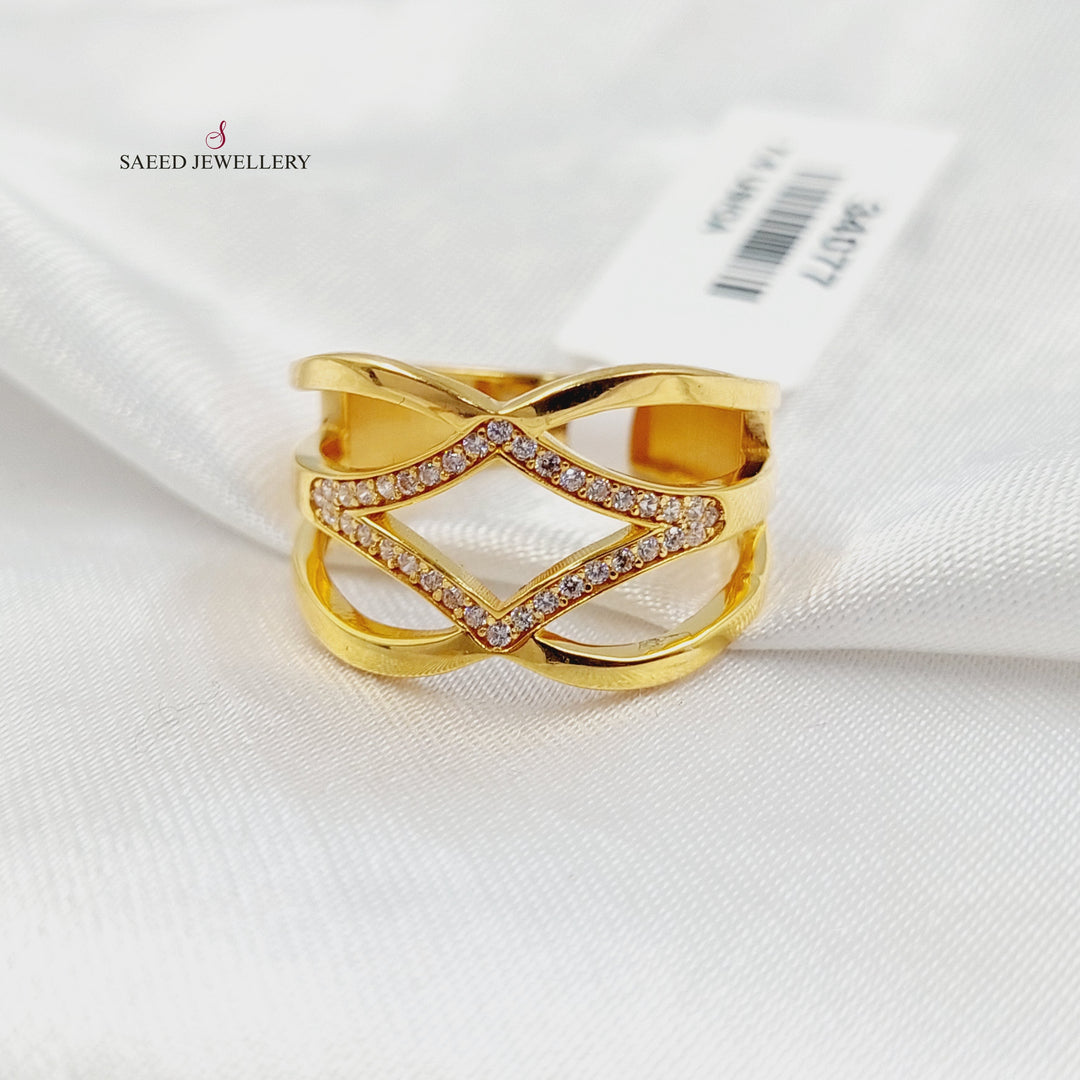 Zircon Studded Queen Ring Made of 21K Gold by Saeed Jewelry 