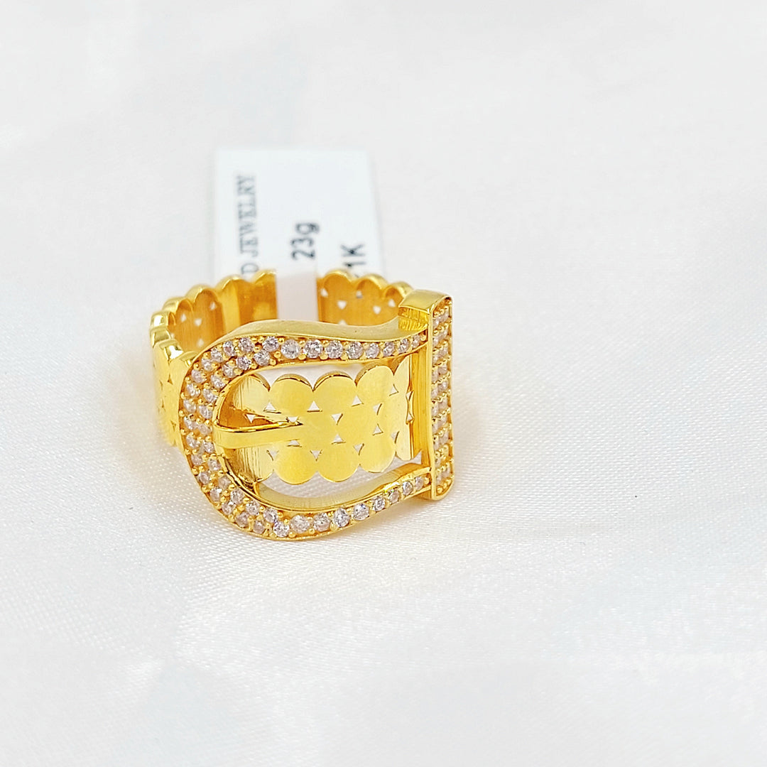 Zircon Studded Belt Ring Made of 21K Gold by Saeed Jewelry 