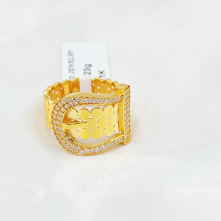 Zircon Studded Belt Ring Made of 21K Gold by Saeed Jewelry 
