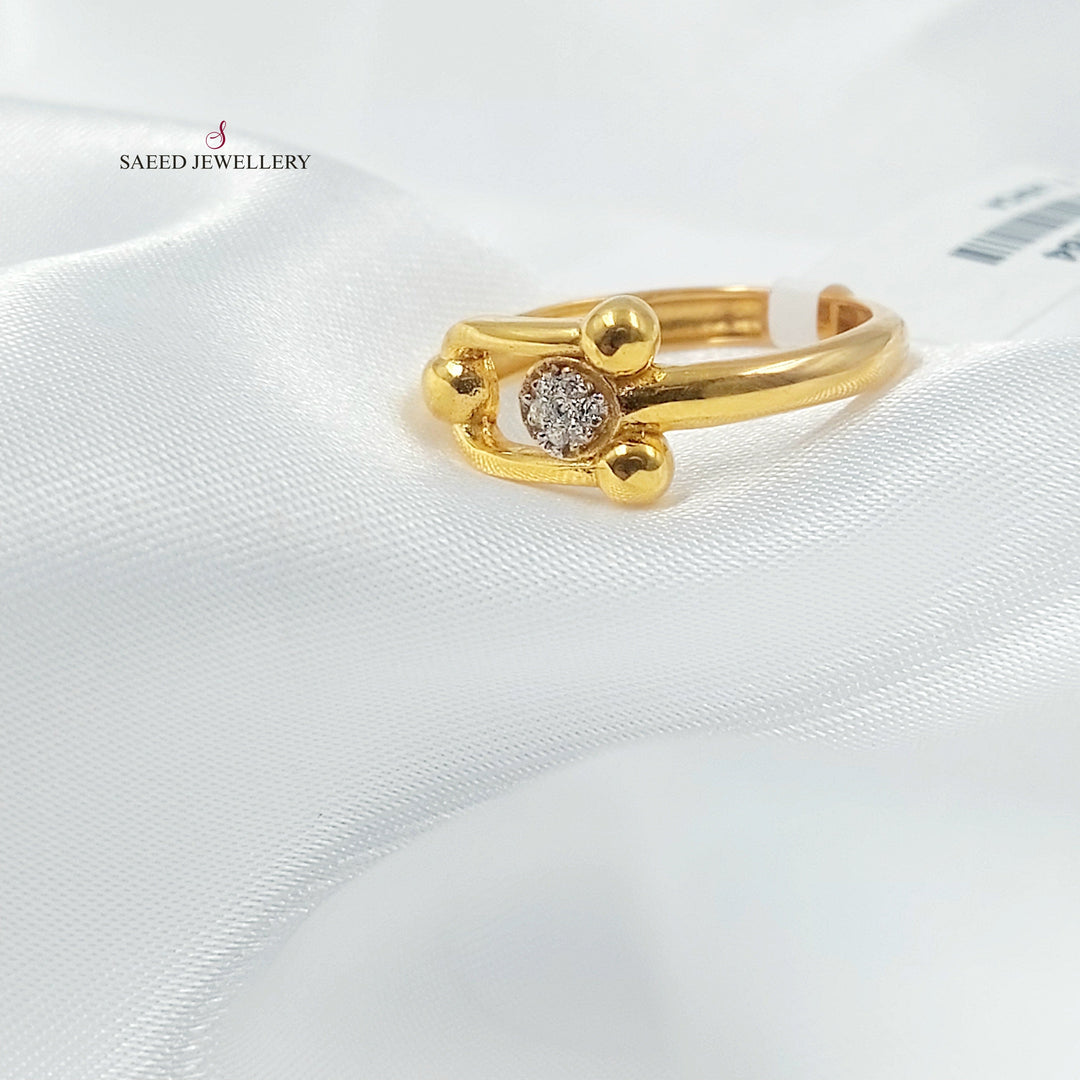 Zircon Studded Deluxe Ring Made of 21K Gold by Saeed Jewelry 