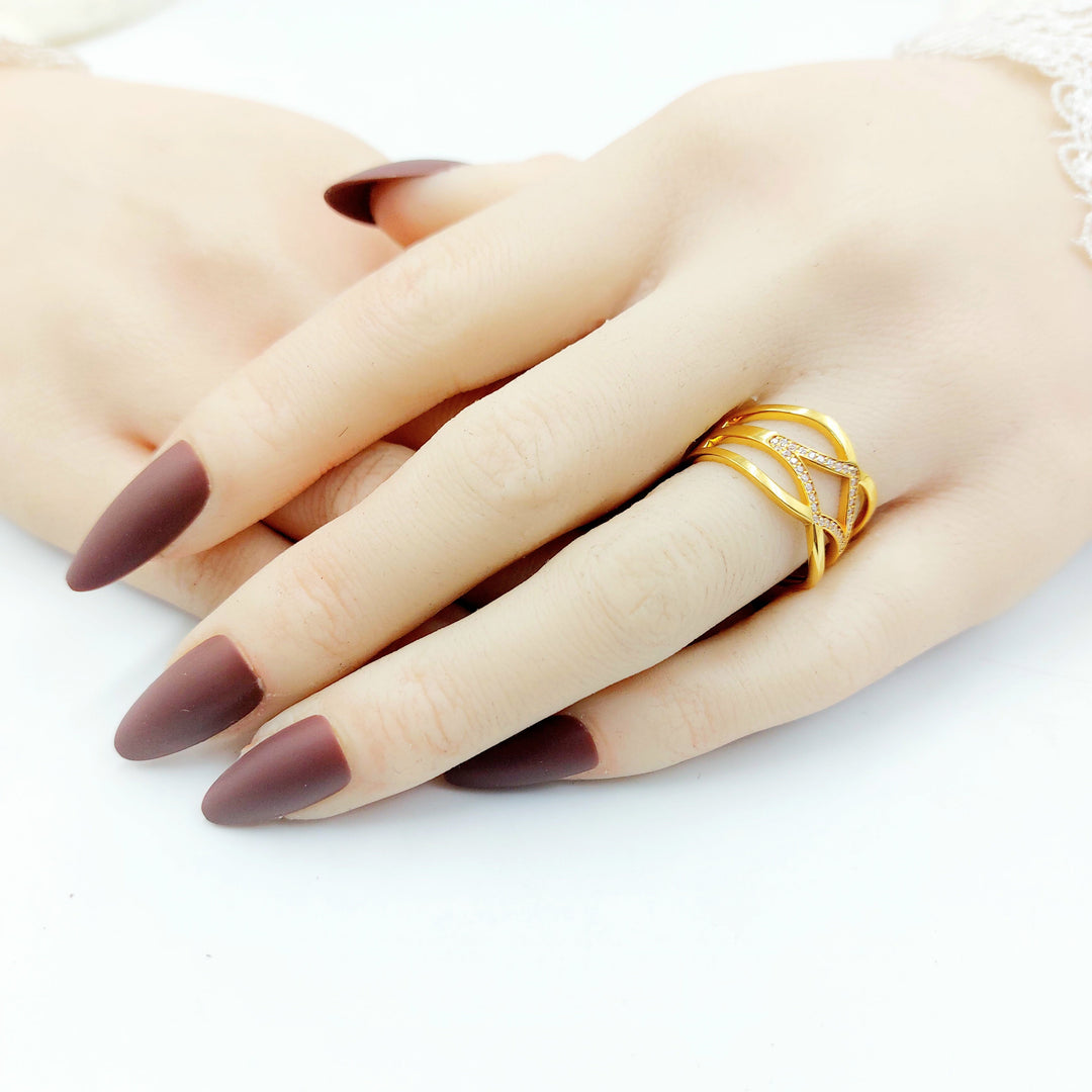 Zircon Studded Tears Ring Made of 21K Gold by Saeed Jewelry 