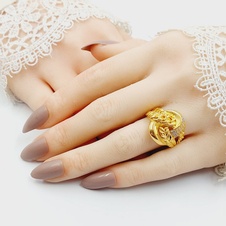 21K خاتم اكسترا مرصع-مجوهرات الشيخ سعيد-Saeed Jewelry 