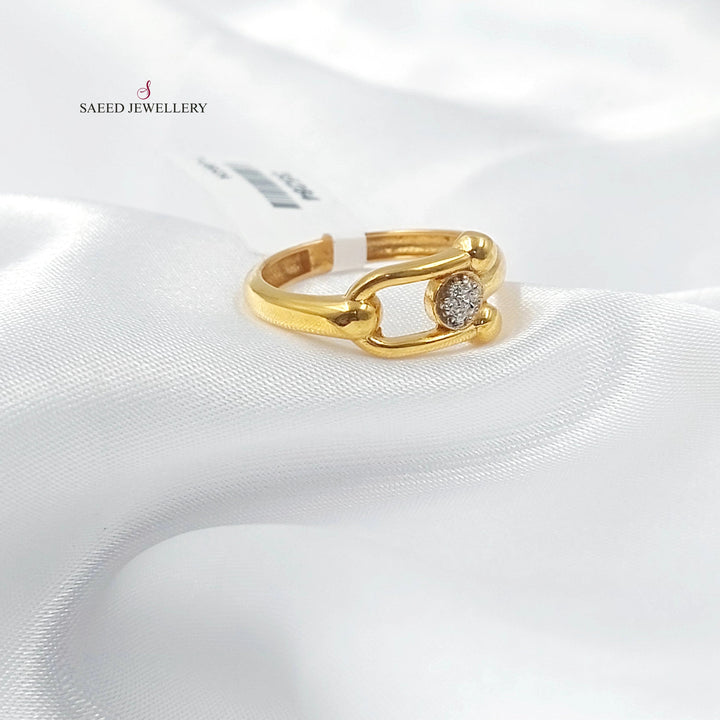 Zircon Studded Deluxe Ring Made of 21K Gold by Saeed Jewelry 