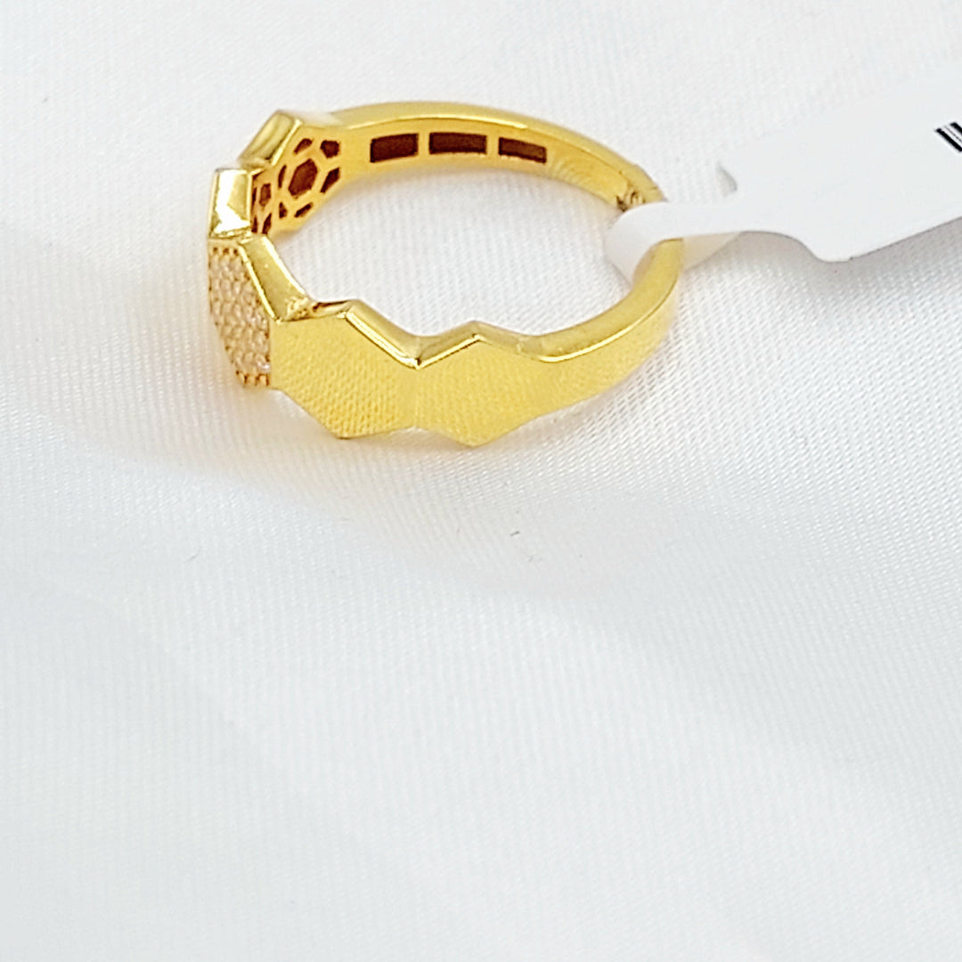 Zircon Studded Deluxe Ring Made of 21K Gold by Saeed Jewelry 