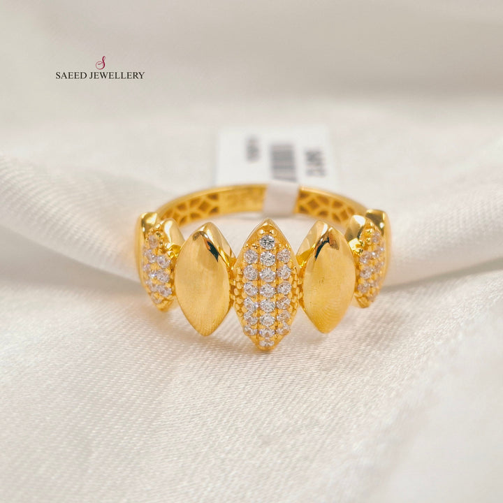 Zircon Studded Deluxe Ring Made of 21K Gold by Saeed Jewelry 