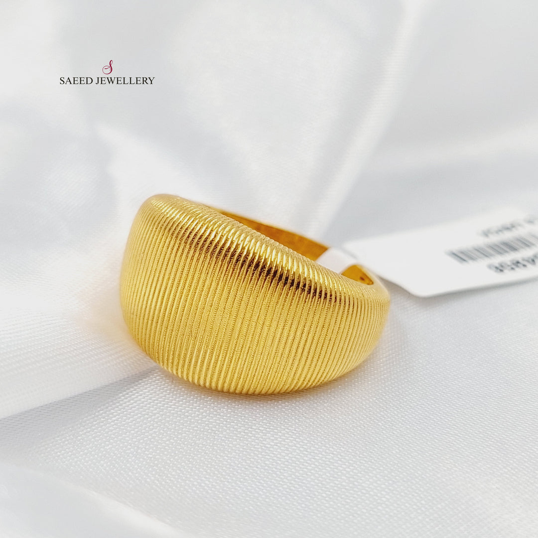 Zircon Studded Engraved Ring Made of 21K Gold by Saeed Jewelry 